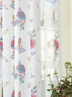 Printed Linen Flower Design Sheer Curtains - Image 4