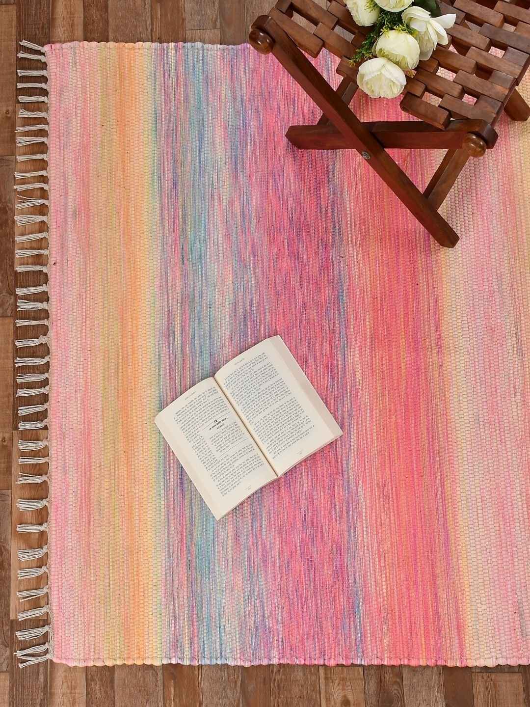58 Handmade Multi Shade Printed Rug - Image 1