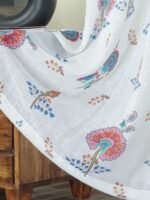 Printed Linen Flower Design Sheer Curtains