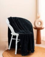 Luxury Black Chenille Throw - Image 5