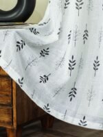 Printed Linen Green Leaves Sheer Curtains