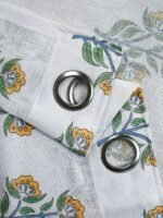 Printed Linen Yellow Flower Sheer Curtains - Image 4