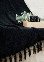 Luxury Black Chenille Throw