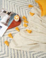 Cotton OffWhite Yellow Throw Blanket