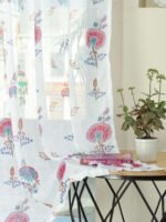 Printed Linen Flower Design Sheer Curtains - Image 5