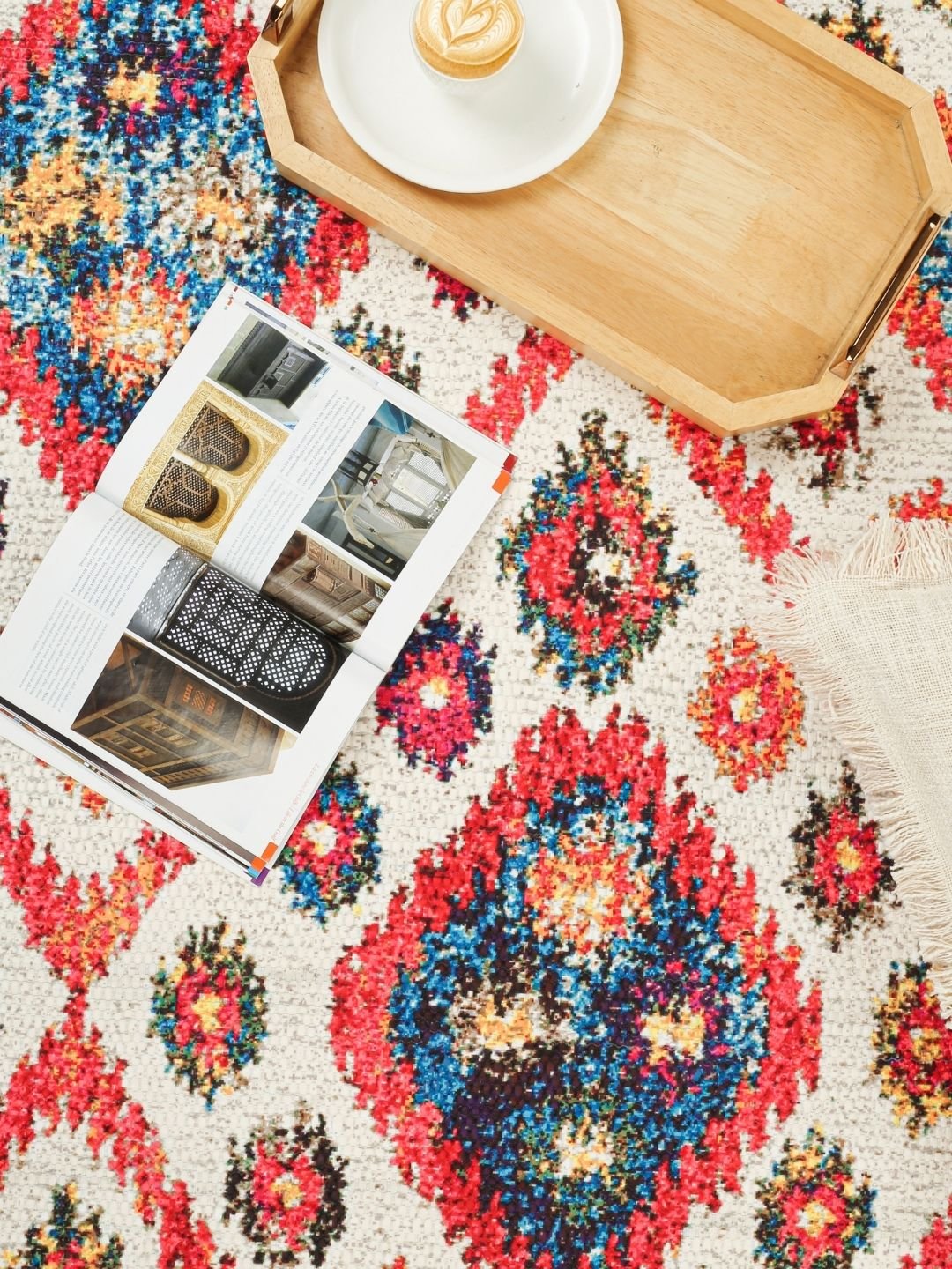 Handemade Multicolor Cotton Design Rug
