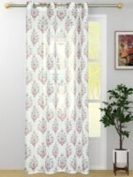 Printed Linen Multi Flower Sheer Curtains - Image 5