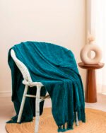 Luxury Teal-Green Chenille Throw - Image 3
