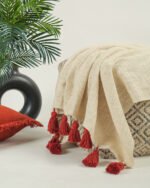 Cotton OffWhite Rust Throw