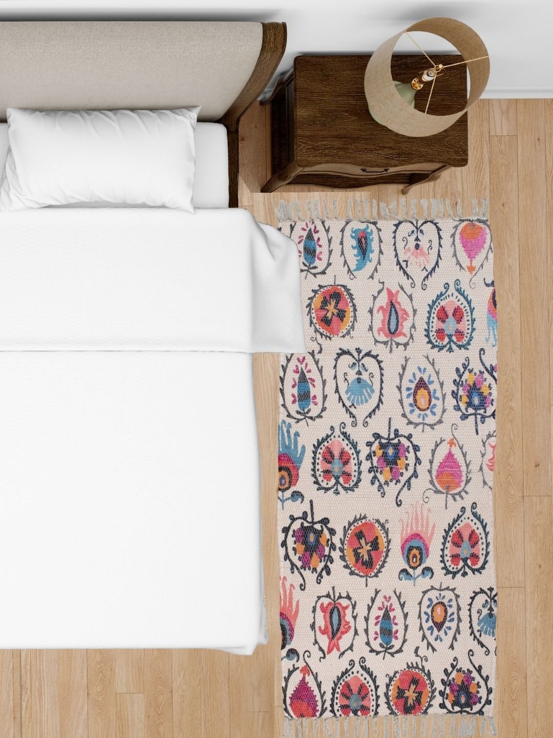 7 Handmade Light Multicolor Designed Printed Rug - Image 1