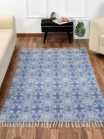 Handmade Blue design Modern Printed Rug - Image 2