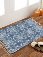 Handmade Blue design Modern Printed Rug - Image 4
