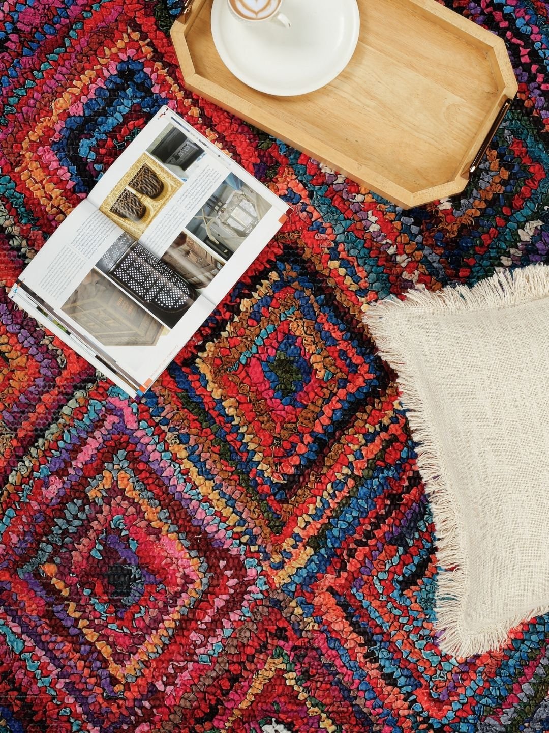 Handmade Multicolor Printed Cotton Rug