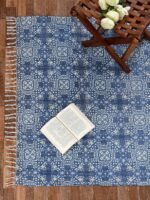 Handmade Blue design Modern Printed Rug