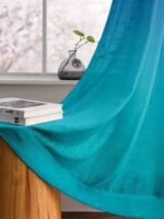 Printed Linen Purple-Teal Sheer Curtains