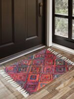 Handmade Multicolor Printed Cotton Rug - Image 4