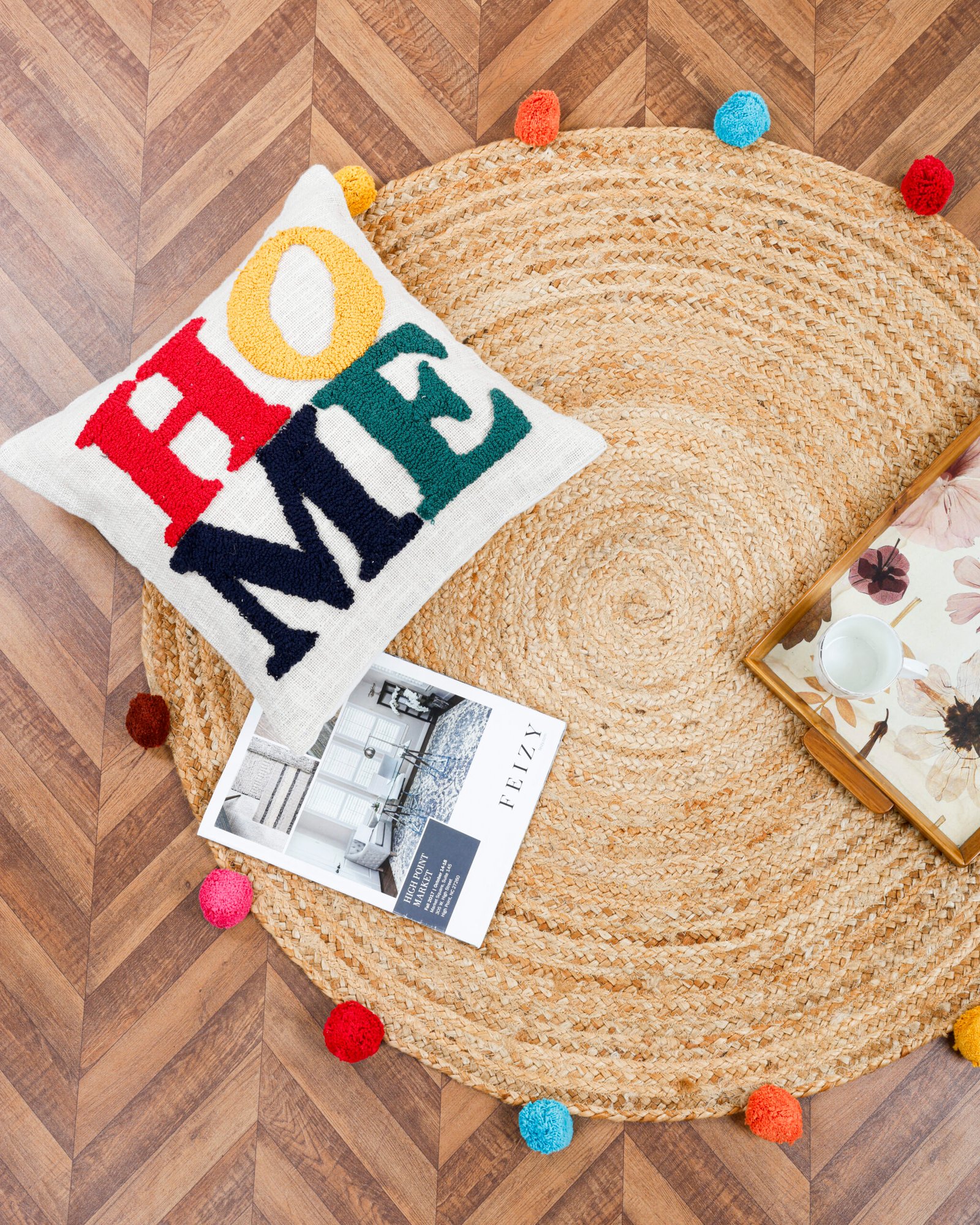 _A6A2448 Round Jute Carpet Multicolor - Image 1