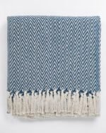 All Season Cotton Teal-Green Weaved Throw - Image 3