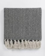 All Season Cotton Black Weaved Throw - Image 2