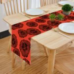 Digital Red (Black-Flower) Table Runner