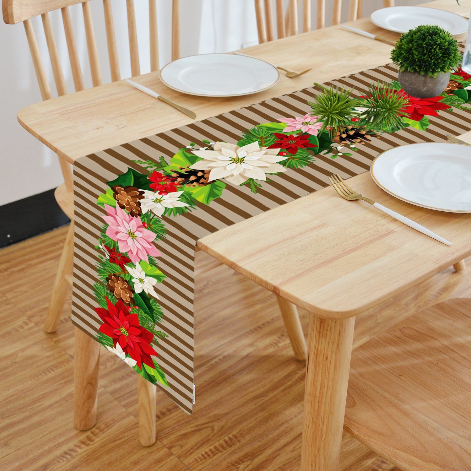 Digital Flowers Pattern Table Runner