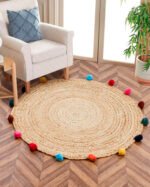Round Jute Carpet Multicolor - Image 5