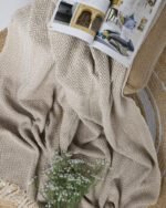 All Season Cotton Beige Weaved Throw