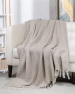 All Season Cotton Beige Weaved Throw - Image 5