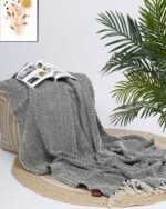 All Season Cotton Black Weaved Throw - Image 4