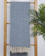 All Season Cotton Teal-Green Weaved Throw - Image 2