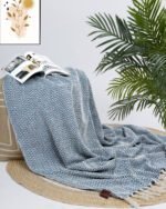 All Season Cotton Teal-Green Weaved Throw