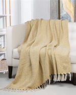 All Season Cotton Yellow Weaved Throw - Image 4