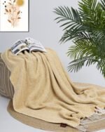 All Season Cotton Yellow Weaved Throw - Image 2