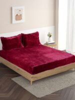 Warm Winter Elastic Maroon Bedsheet