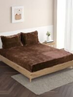 Warm Winter Elastic Brown Bedsheet